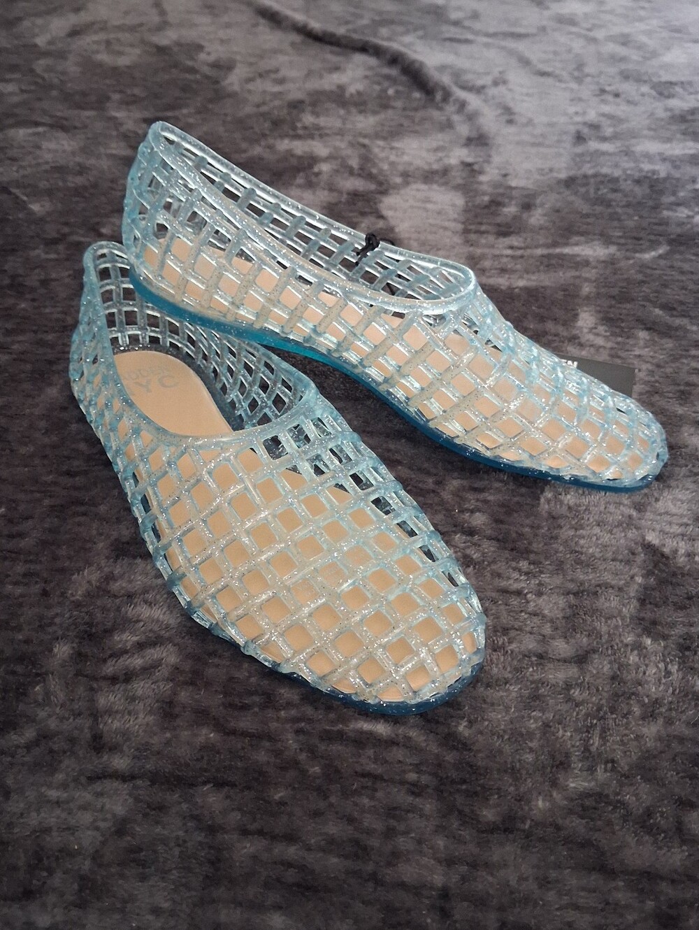 NWT Madden NYC Blue Glitter Jelly Shoes Slip-On  Flats Closed Toe Girls Size 4